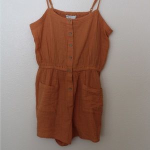 Burnt Orange Spaghetti Strap Romper W/ Pockets Size M